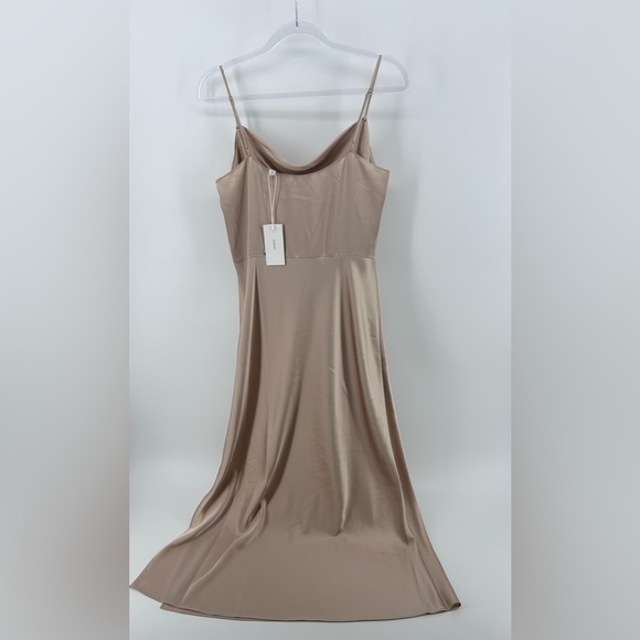 NWT $395 VINCE Satin Cowl Neck Dress Sand Dollar Champagne Gold Sz 4 - Picture 6 of 16